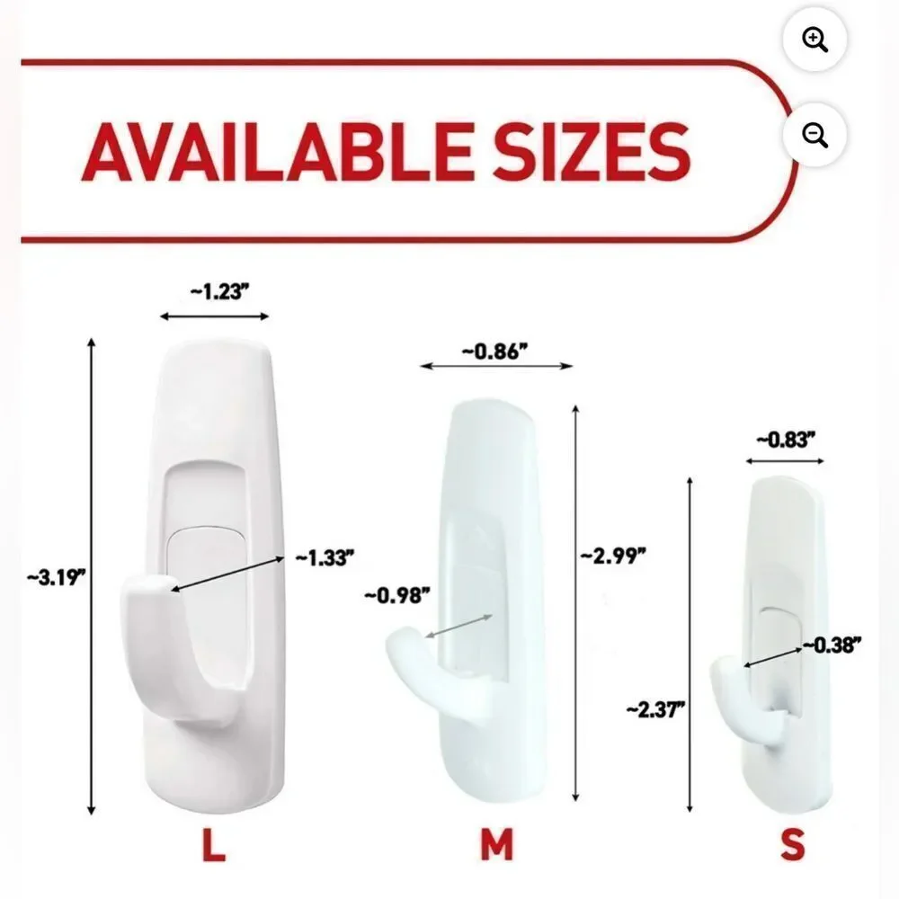 New! Command Large Utility Hooks 6 Hooks & 12 Command Strips Holds 5 lbs NIB